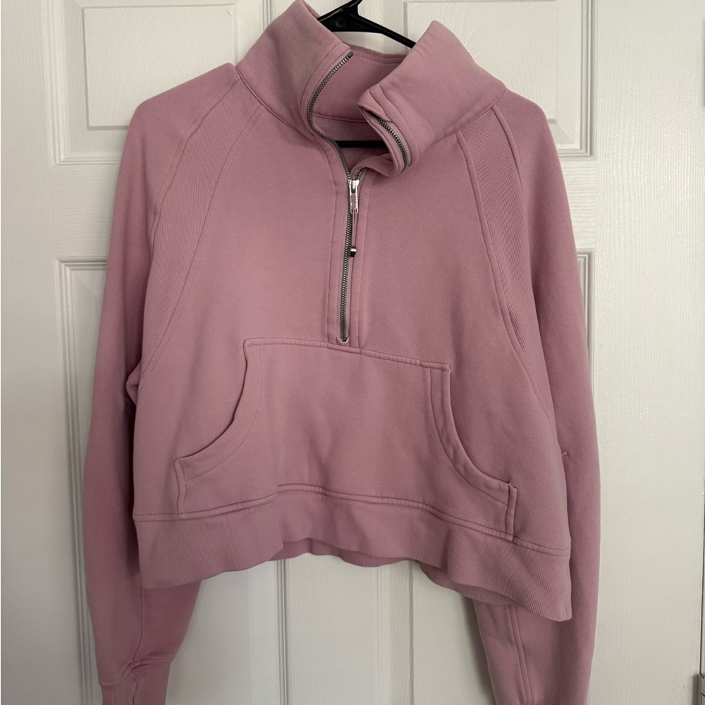 lululemon scuba half-zip funnel neck pink peony